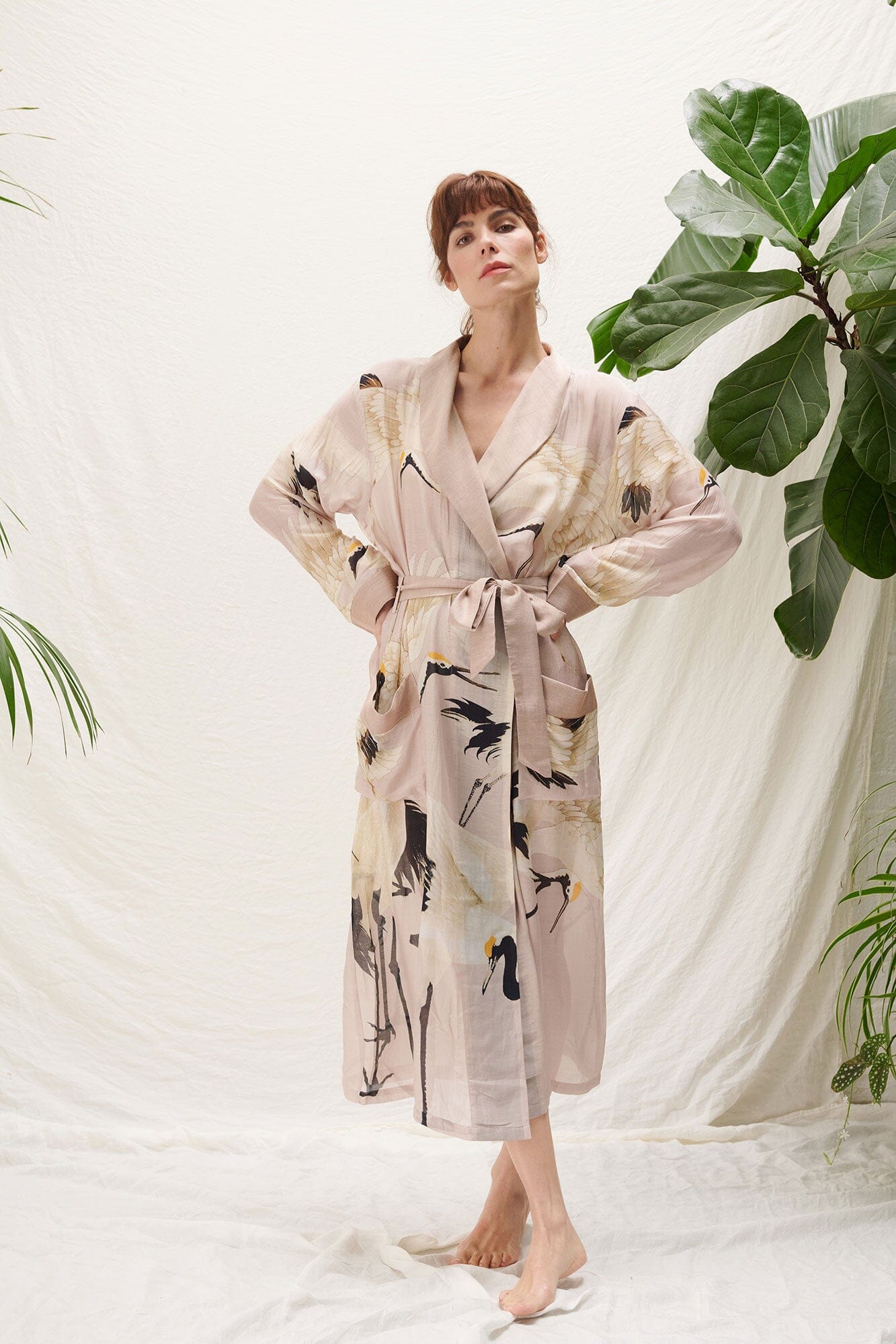 Stork Gown | Plaster Pink Dressing Gown One Hundred Stars 