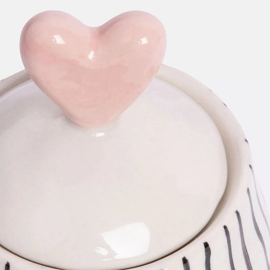 Stripe Small Jar with Lid | Heart/Stripe Decorative Jar Caroline Gardner 