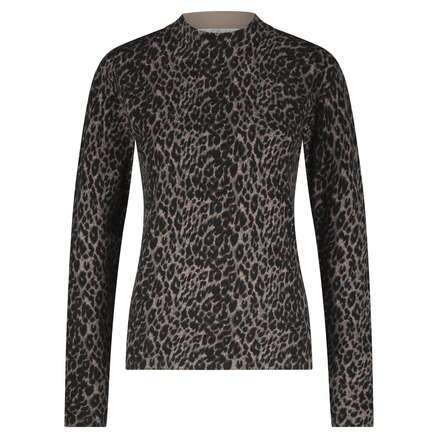 Sweet Animal Print Top | Black Knitwear Red Button 