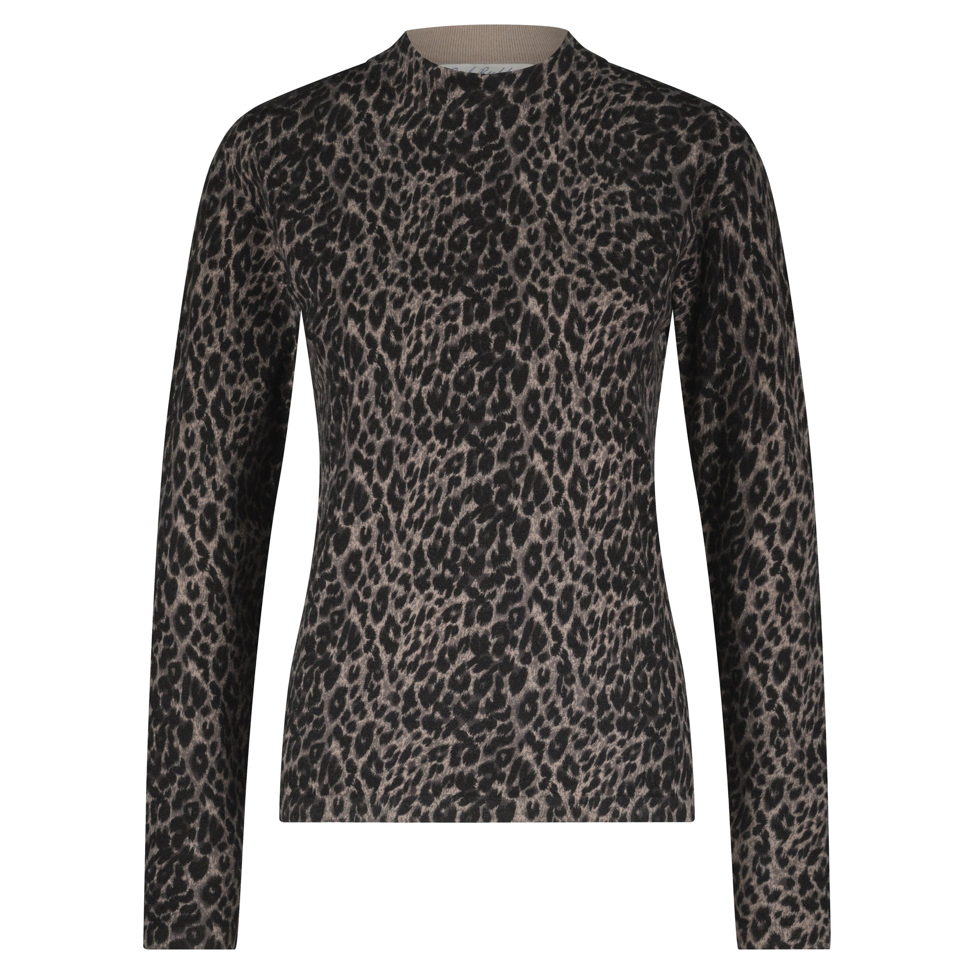 Sweet Animal Print Top | Black Knitwear Red Button 