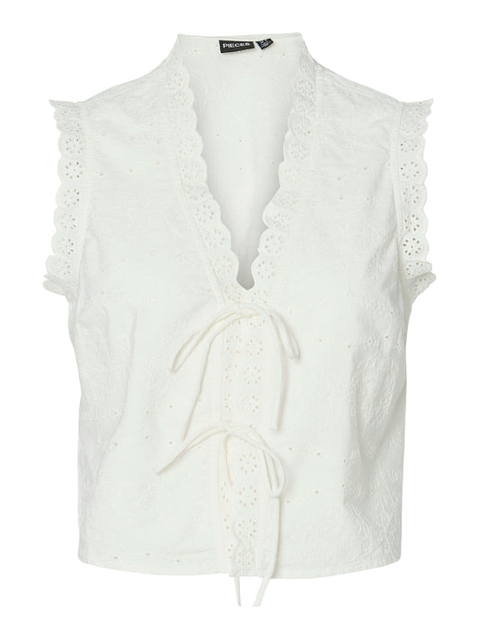 Talia Tie Top | Cloud Dancer Shirts & Tops Pieces 