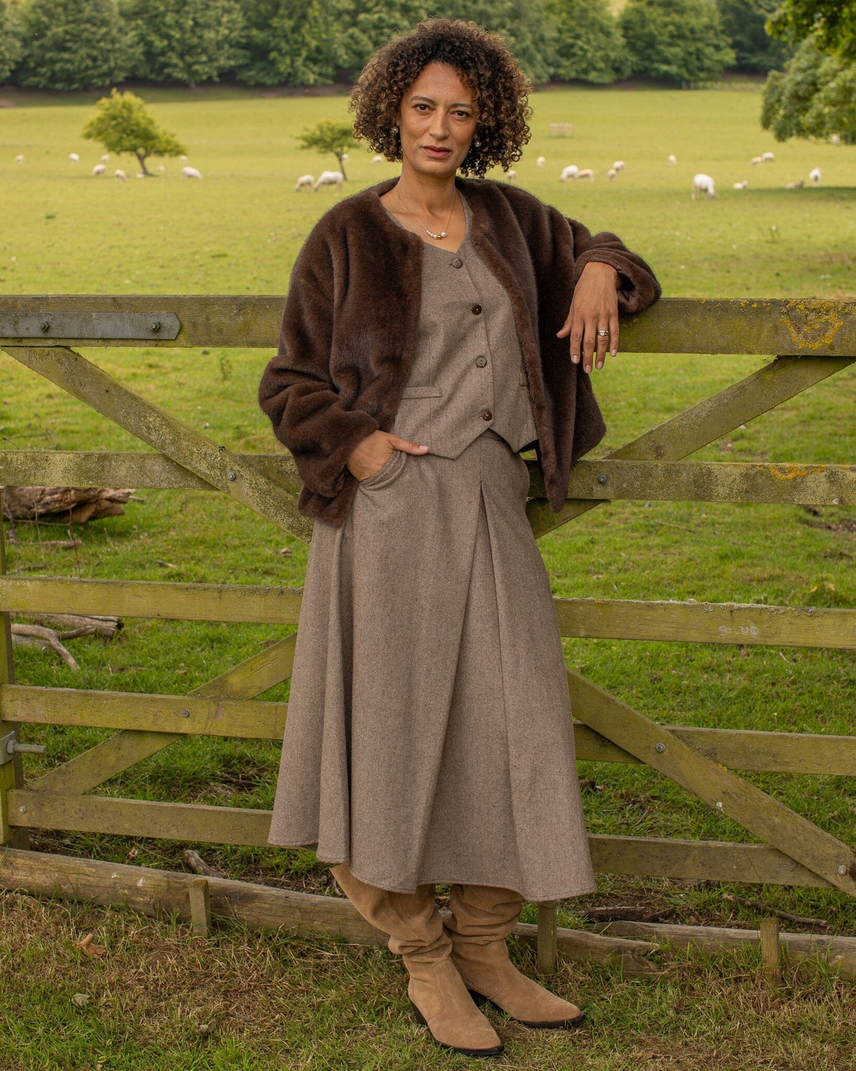 Tamara Skirt | Chestnut Skirt Chalk 