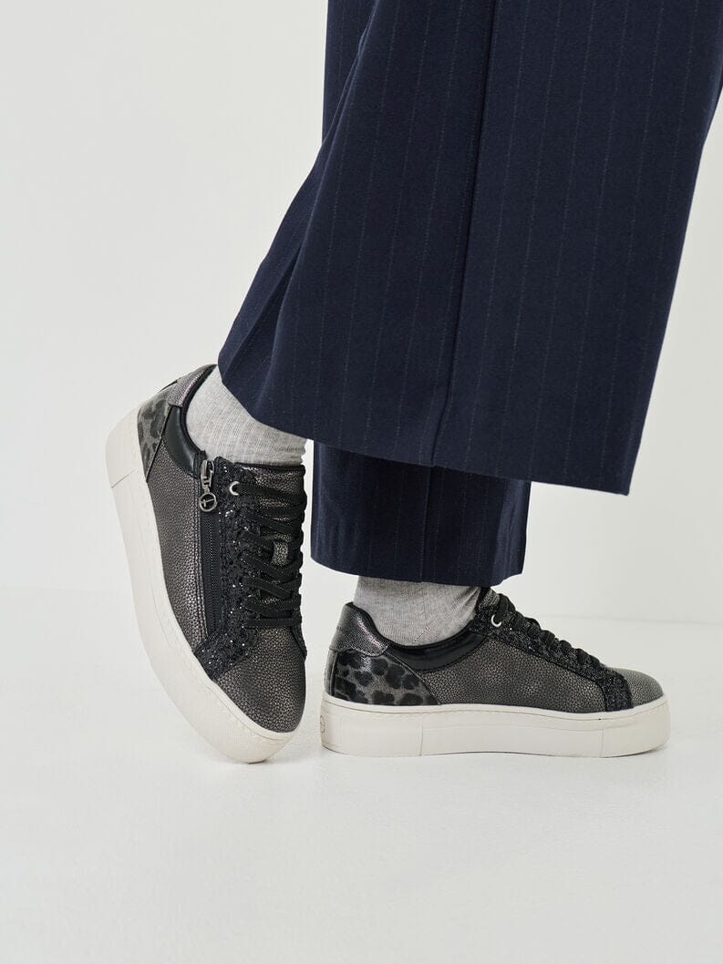 Tamaris | Metallic Trainer | Pewter Trainers Tamaris 