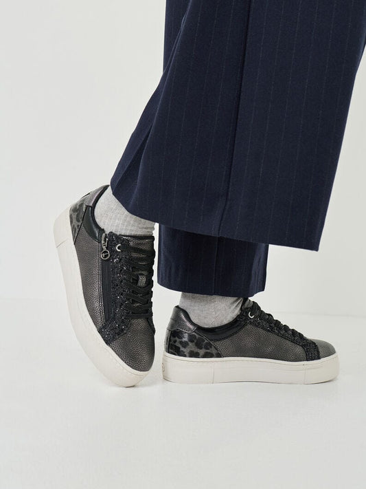 Tamaris | Metallic Trainer | Pewter Trainers Tamaris 
