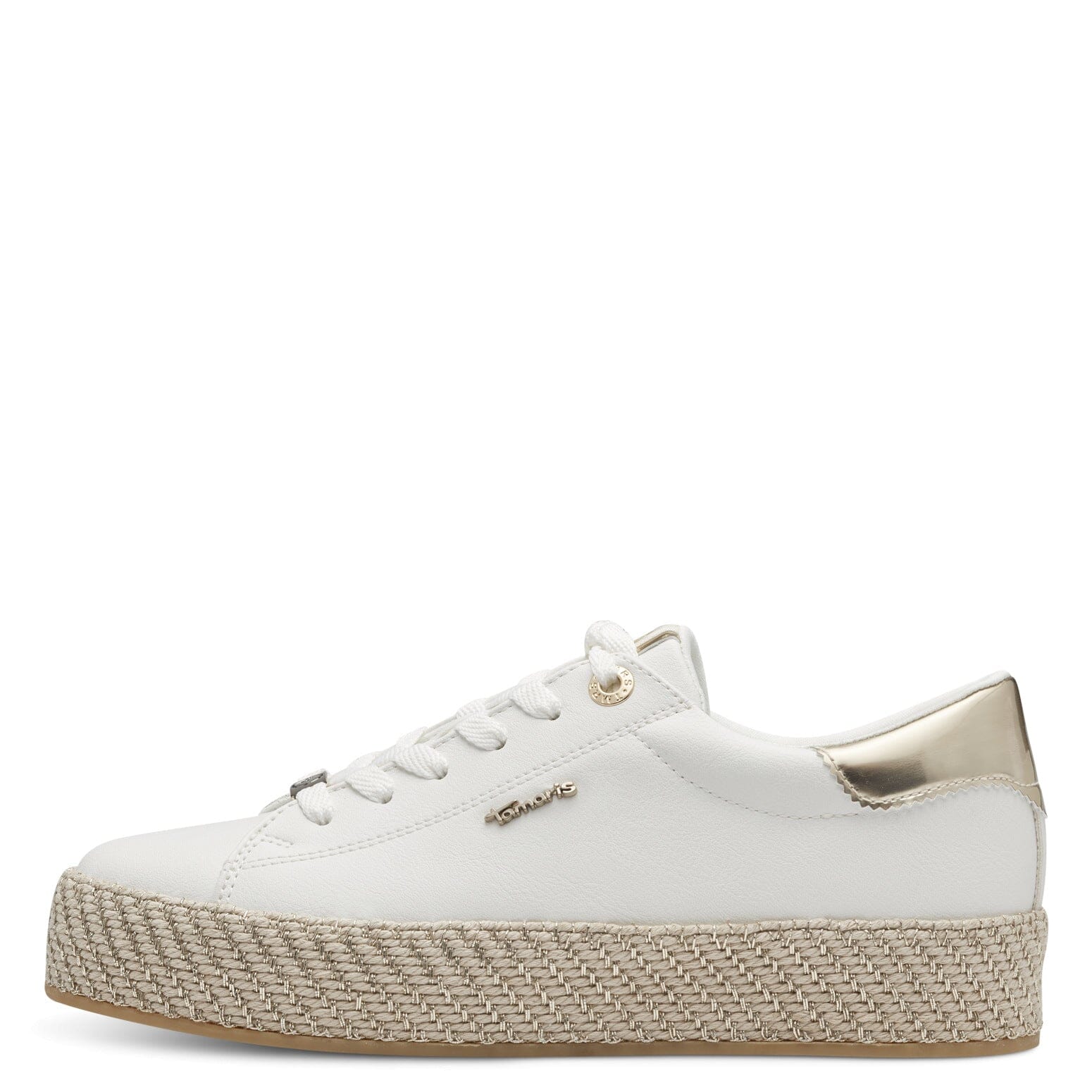 Tamaris | Trainer | White/Gold Trainers Tamaris 