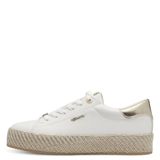 Tamaris | Trainer | White/Gold Trainers Tamaris 