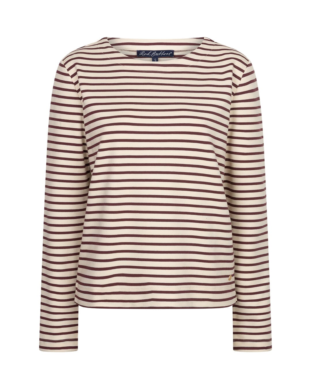 Terry Stripe Top | Dark Berry Cardigan Red Button 