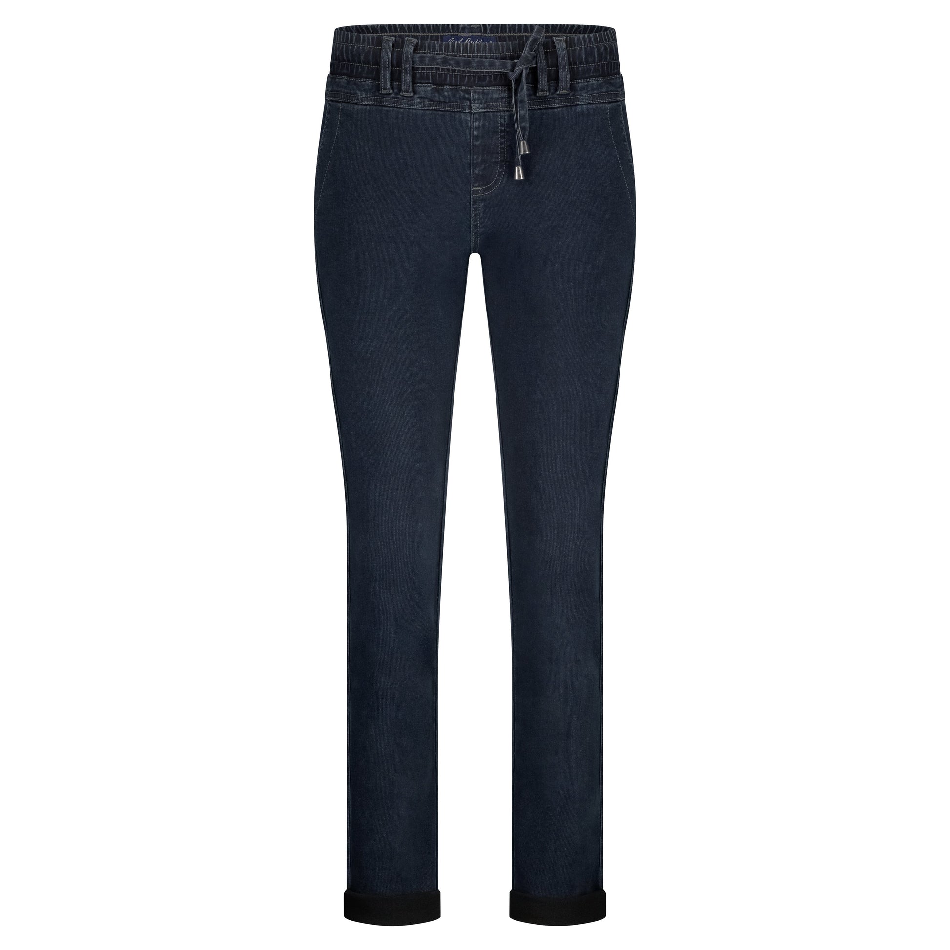 Tessy Denim Rib Jogger | Dark Stone Pants Red Button 