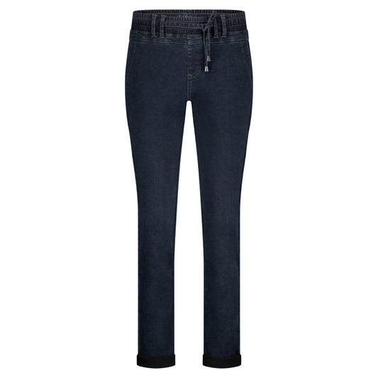 Tessy Denim Rib Jogger | Dark Stone Pants Red Button 