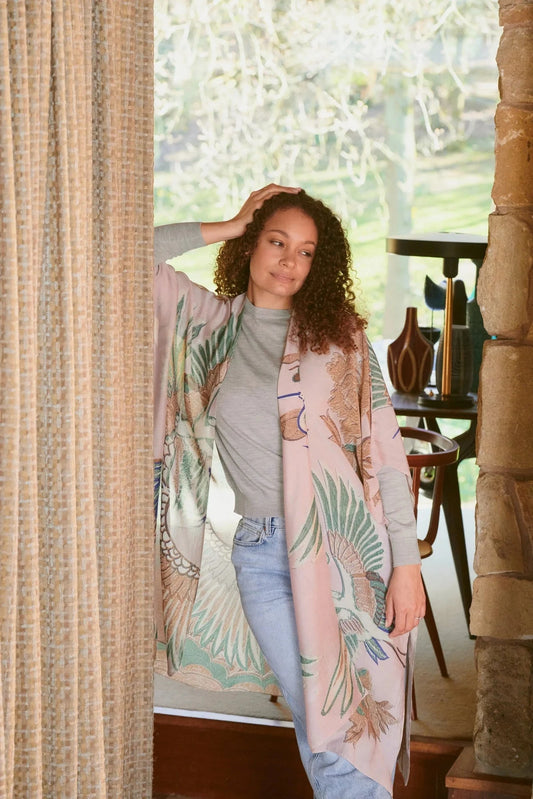 Throwover | Crane | Plaster Pink Casual Kimonos One Hundred Stars 