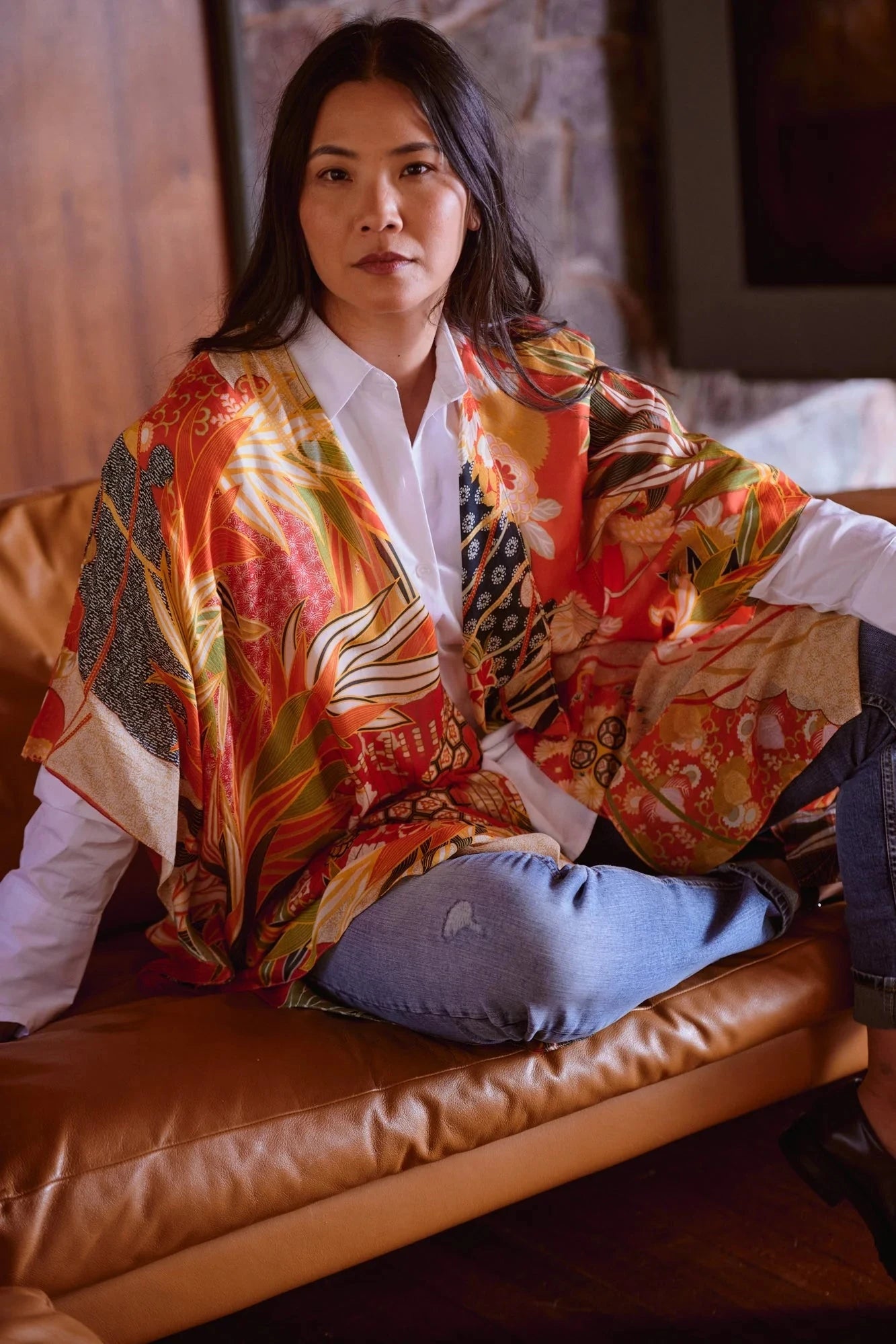 Throwover | Fans | Scarlet Casual Kimonos One Hundred Stars 