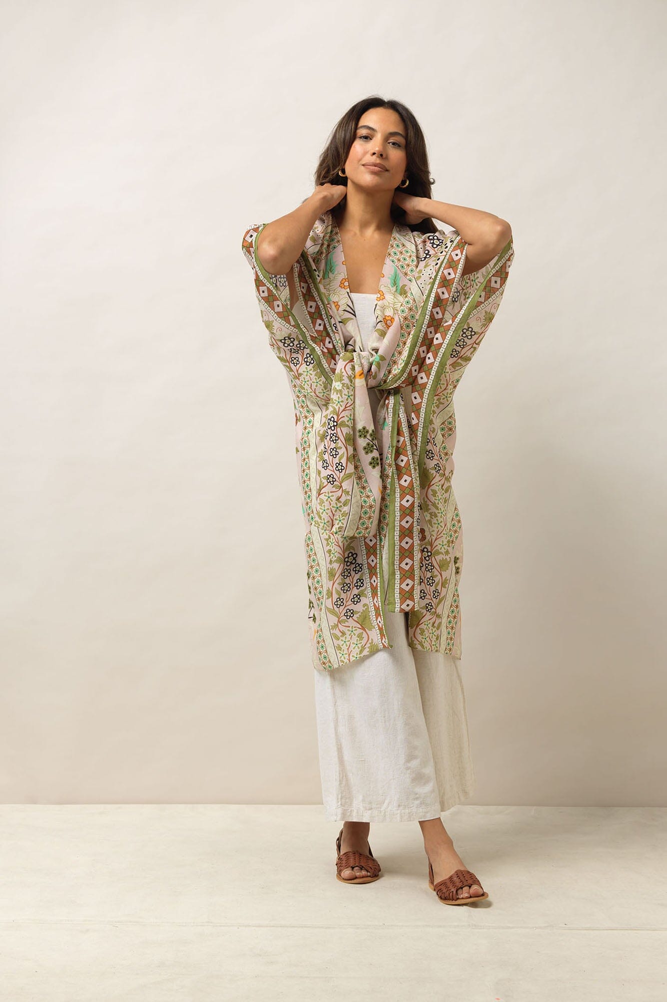 Throwover | Flower Arch | Sage Casual Kimonos One Hundred Stars 