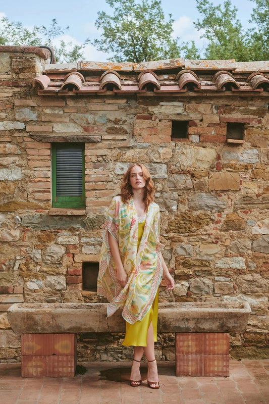 Throwover | Giant Kantha | Lime Casual Kimonos One Hundred Stars 
