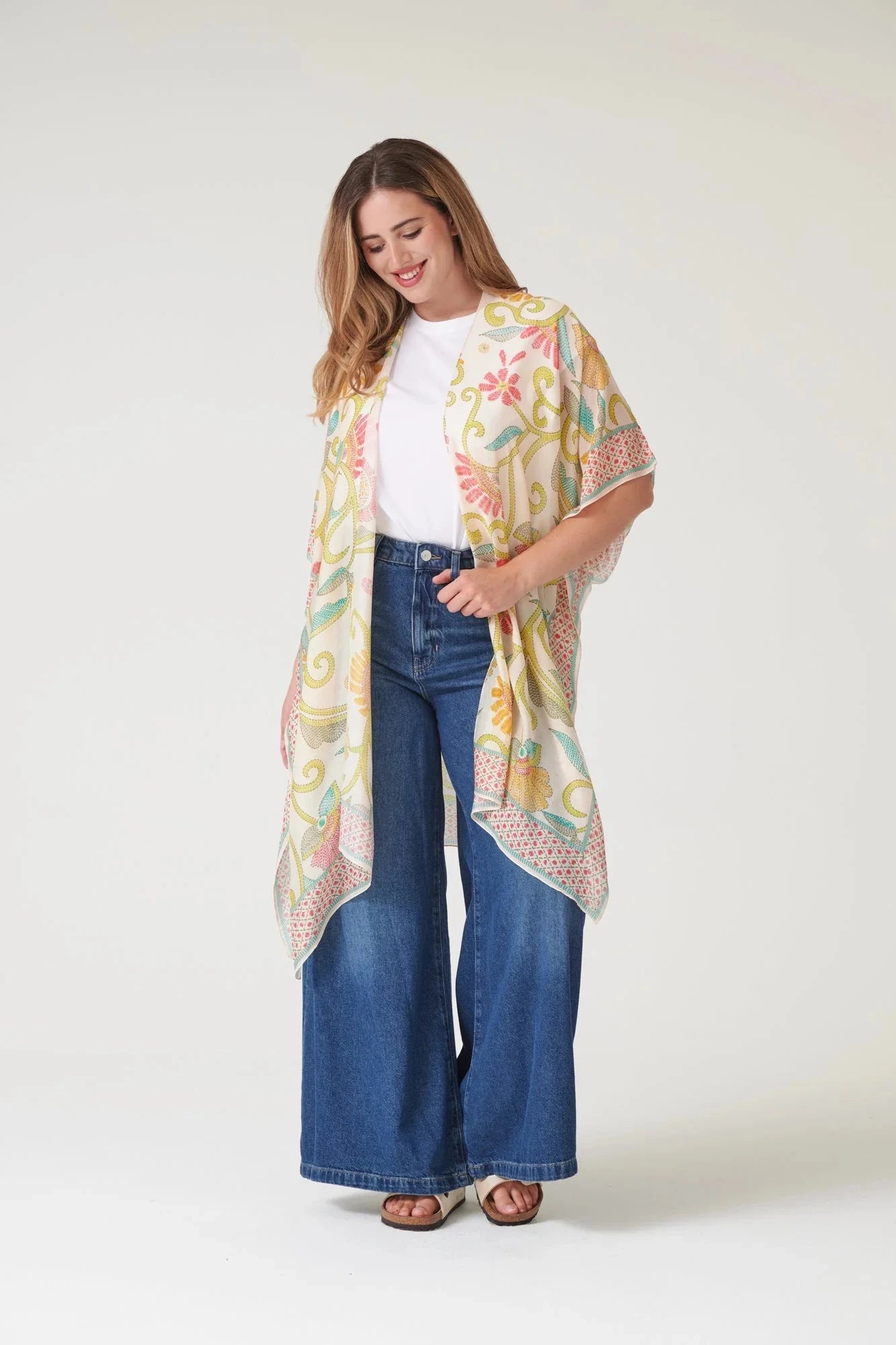 Throwover | Giant Kantha | Lime Casual Kimonos One Hundred Stars 