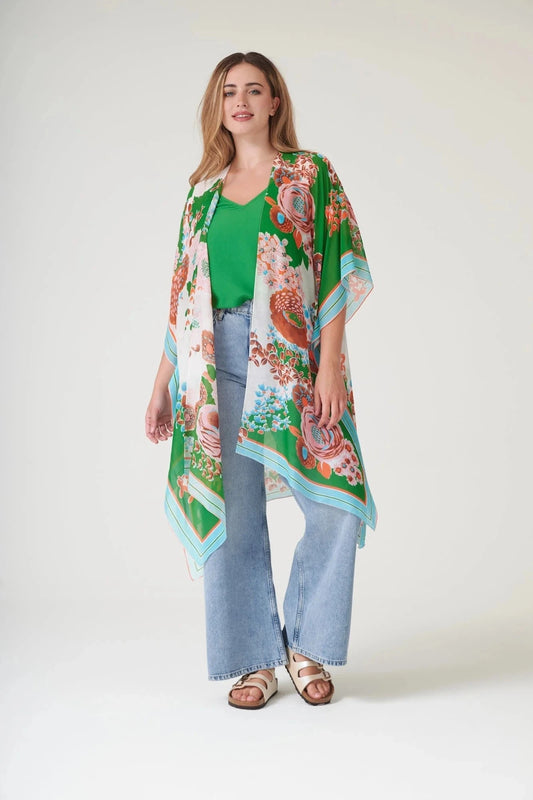 Throwover | Kitsch Bouquet | Green Casual Kimonos One Hundred Stars 