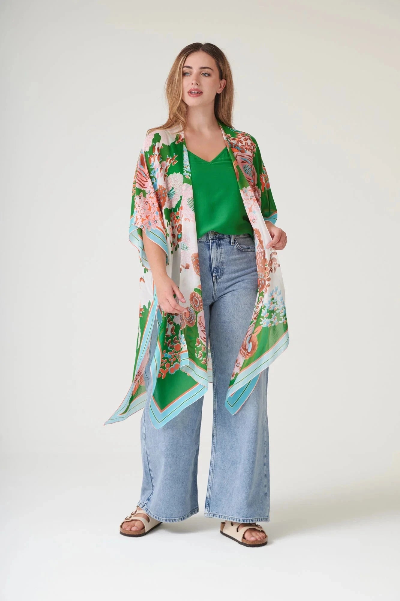 Throwover | Kitsch Bouquet | Green Casual Kimonos One Hundred Stars 