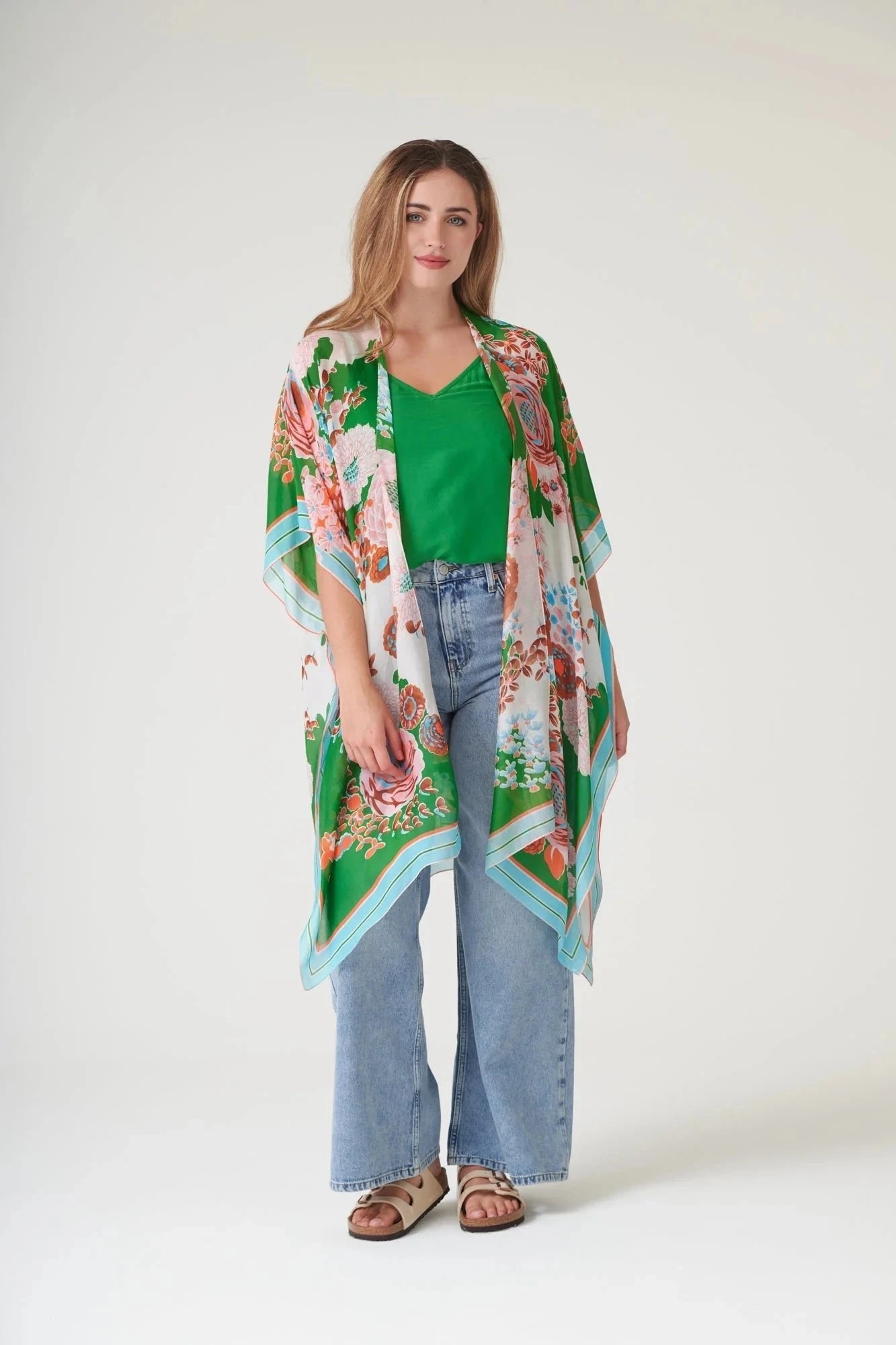 Throwover | Kitsch Bouquet | Green Casual Kimonos One Hundred Stars 