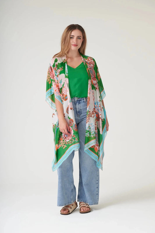 Throwover | Kitsch Bouquet | Green Casual Kimonos One Hundred Stars 