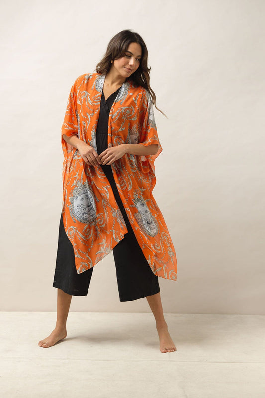 Throwover | Valentine | Orange Casual Kimonos One Hundred Stars 