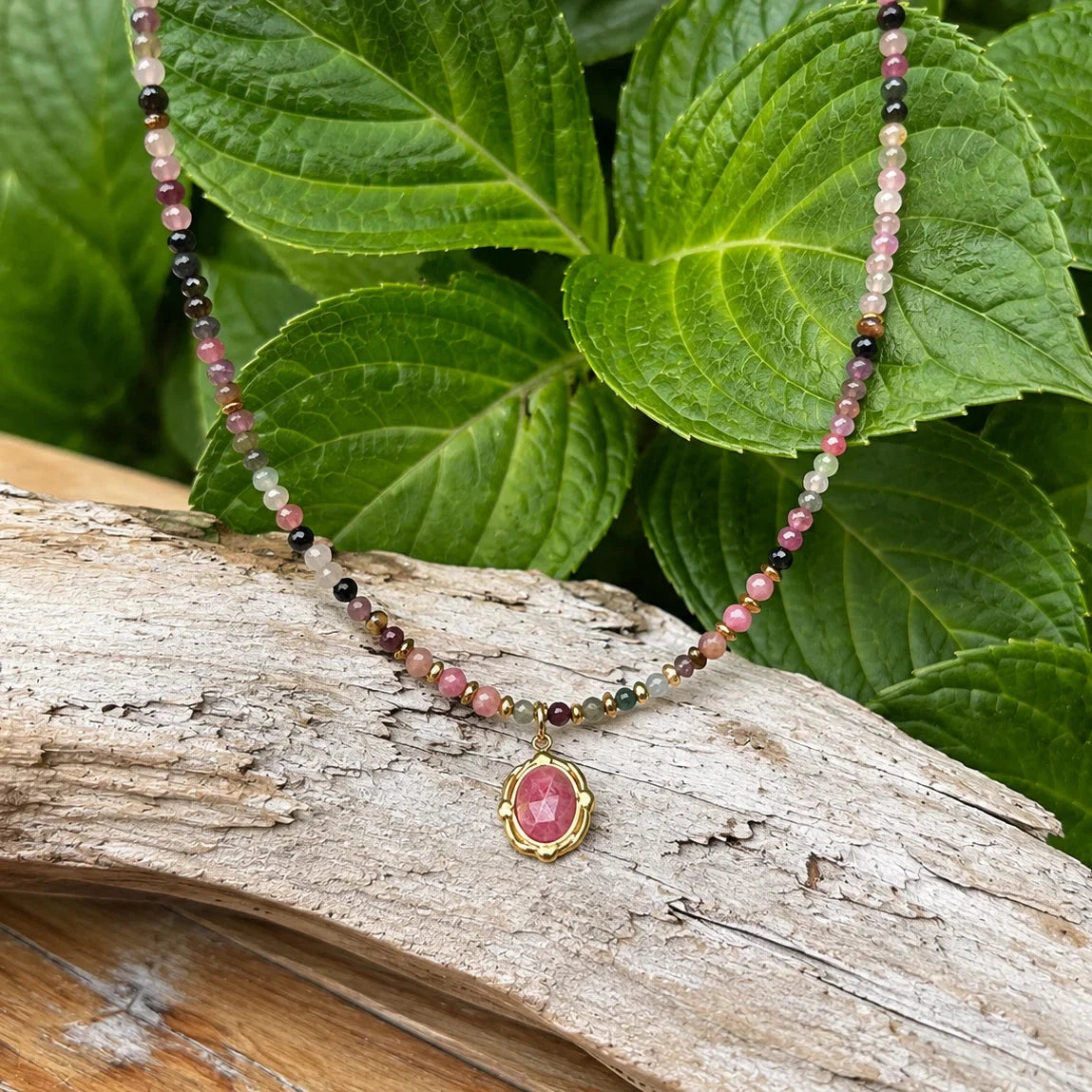 Tourmaline Beaded Necklace Necklace Ocean Ripples 
