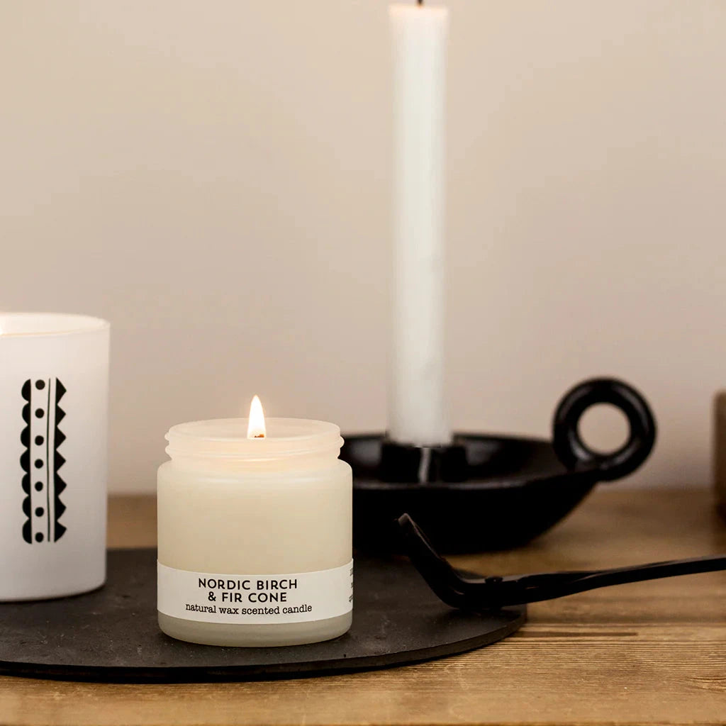 Travel Candle | Nordic Birch & Fir Cone Candle Brownstone London 