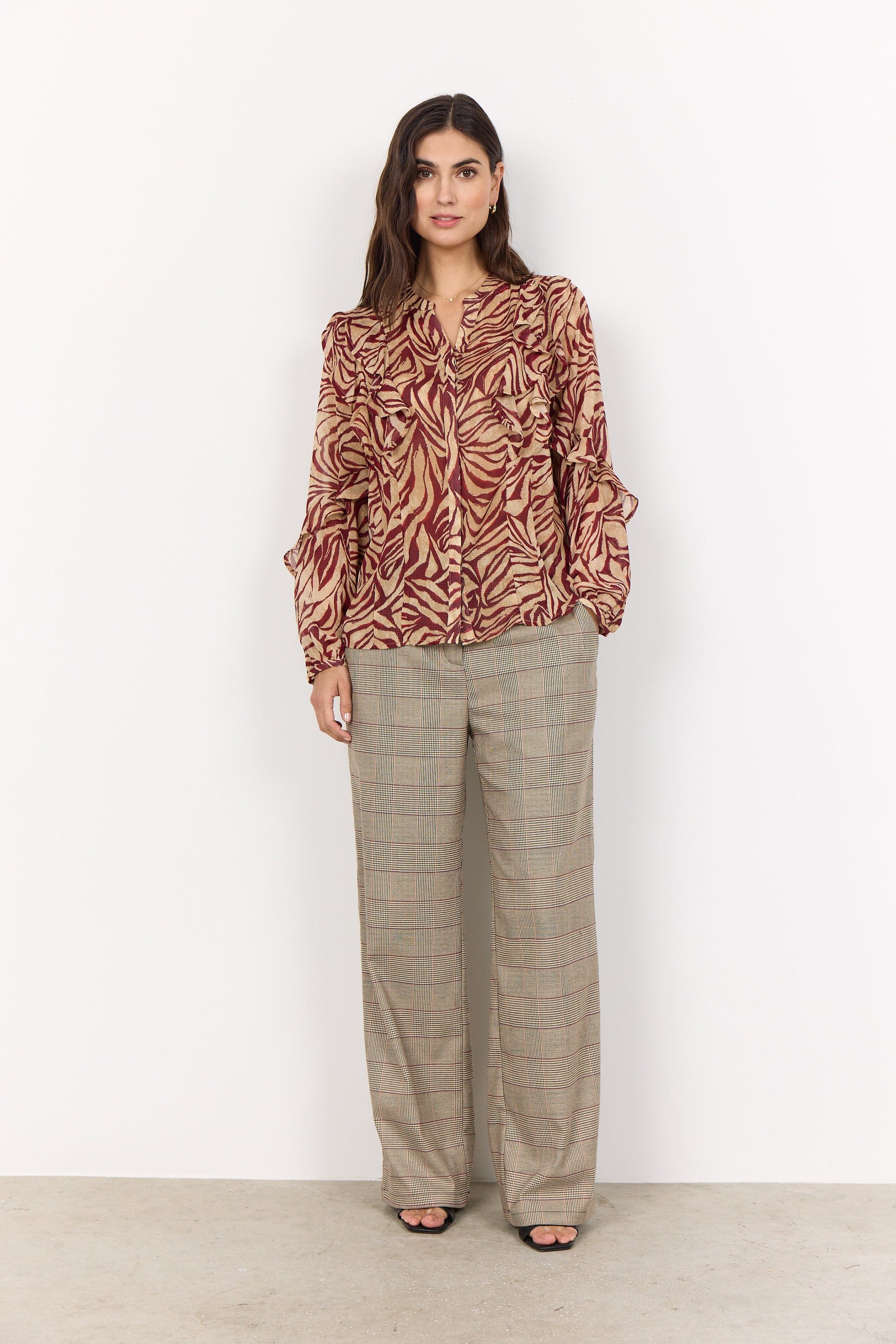 Valborg Blouse | Red Combi Blouse Soya Concept 
