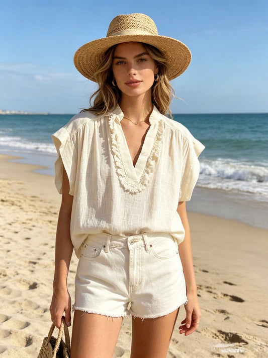 Valeria Top | Ecru Shirt Parisienne Collection 