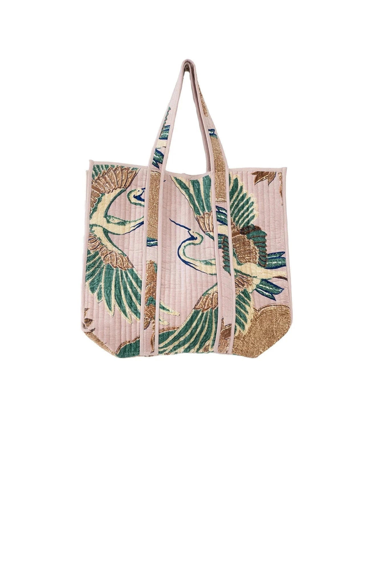 Velvet Tote Bag | Crane | Plaster Pink Handbags One Hundred Stars 