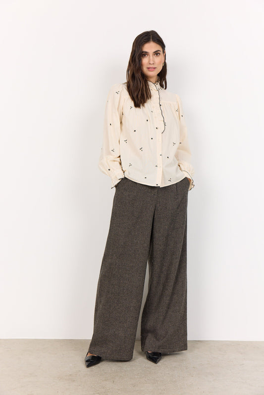 Viben Blouse | Cream Combi Blouse Soya Concept 