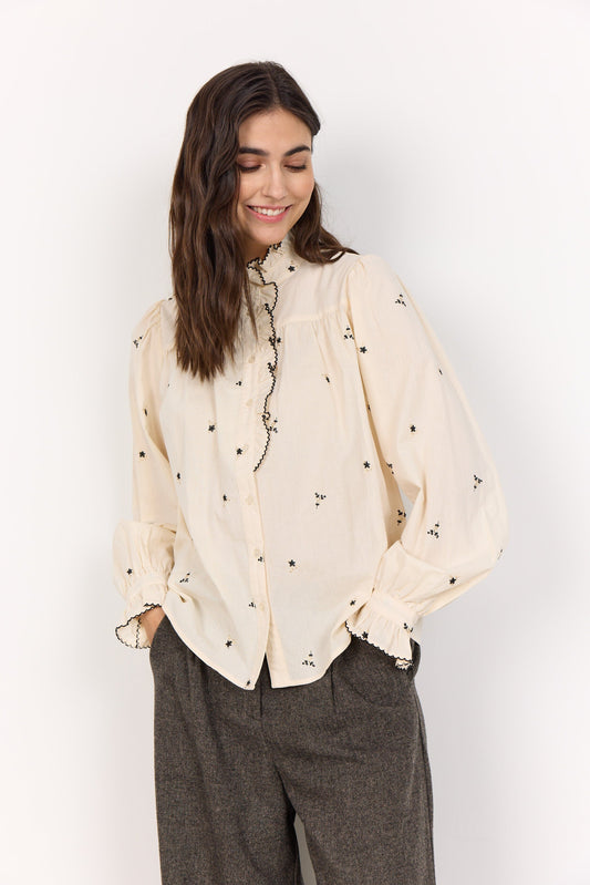 Viben Blouse | Cream Combi Blouse Soya Concept 