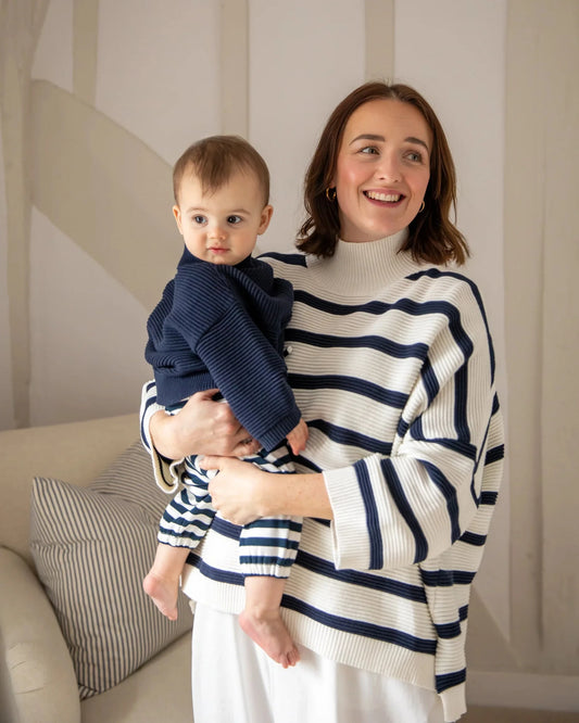 Vicki Jumper | Navy/White Shirts & Tops Chalk 