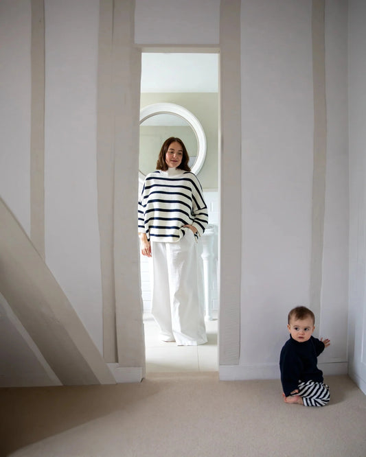 Vicki Jumper | Navy/White Shirts & Tops Chalk 