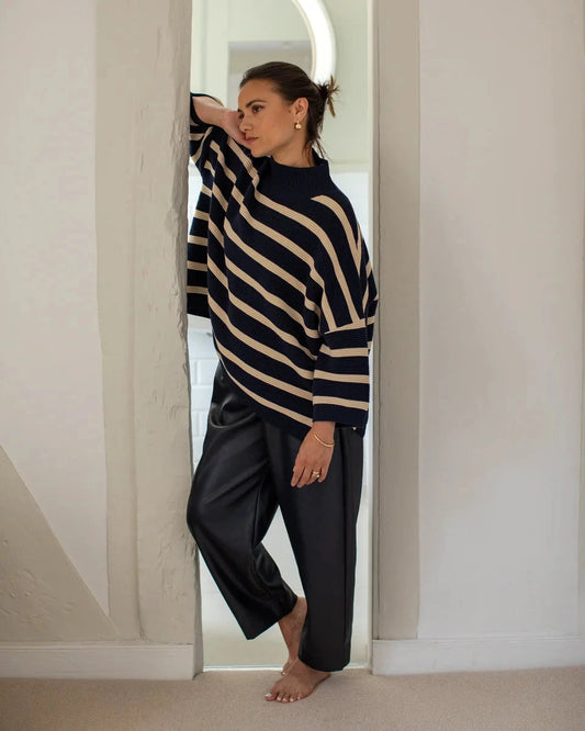 Vicki Jumper | Stripe | Navy/Sand Shirts & Tops Chalk 