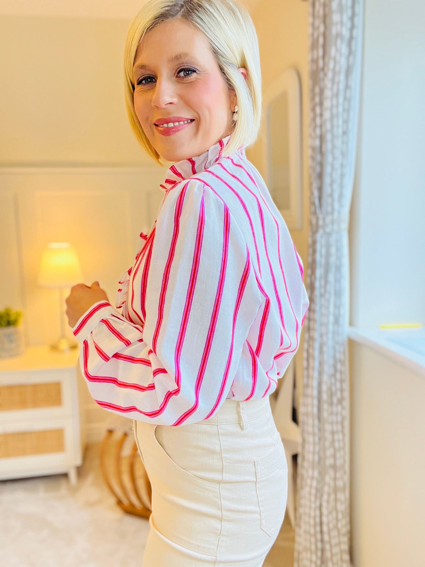 Virginie Shirt | Pink Stripe Shirt French Edit 