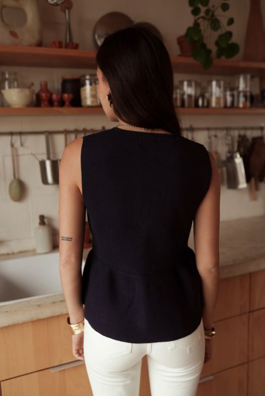 Vivienne Button Top | Navy Knitwear Parisienne Collection 