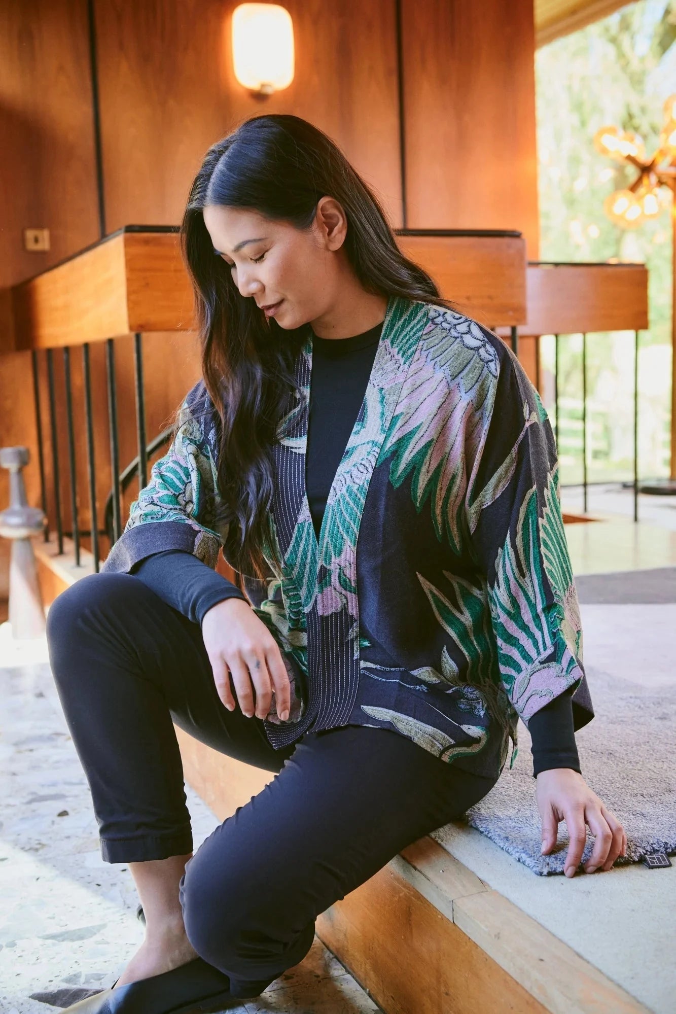 Wool Kimono | Crane | Emerald Kimonos One Hundred Stars 