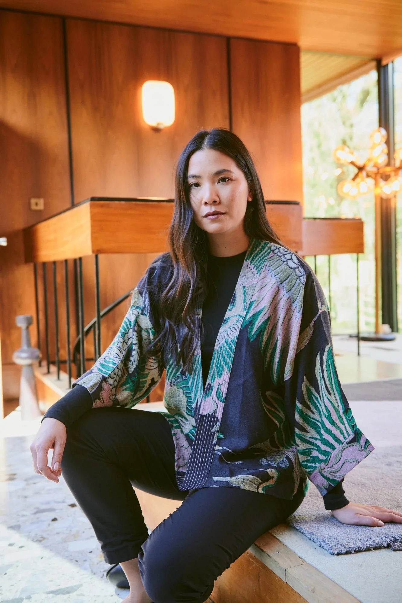 Wool Kimono | Crane | Emerald Kimonos One Hundred Stars 