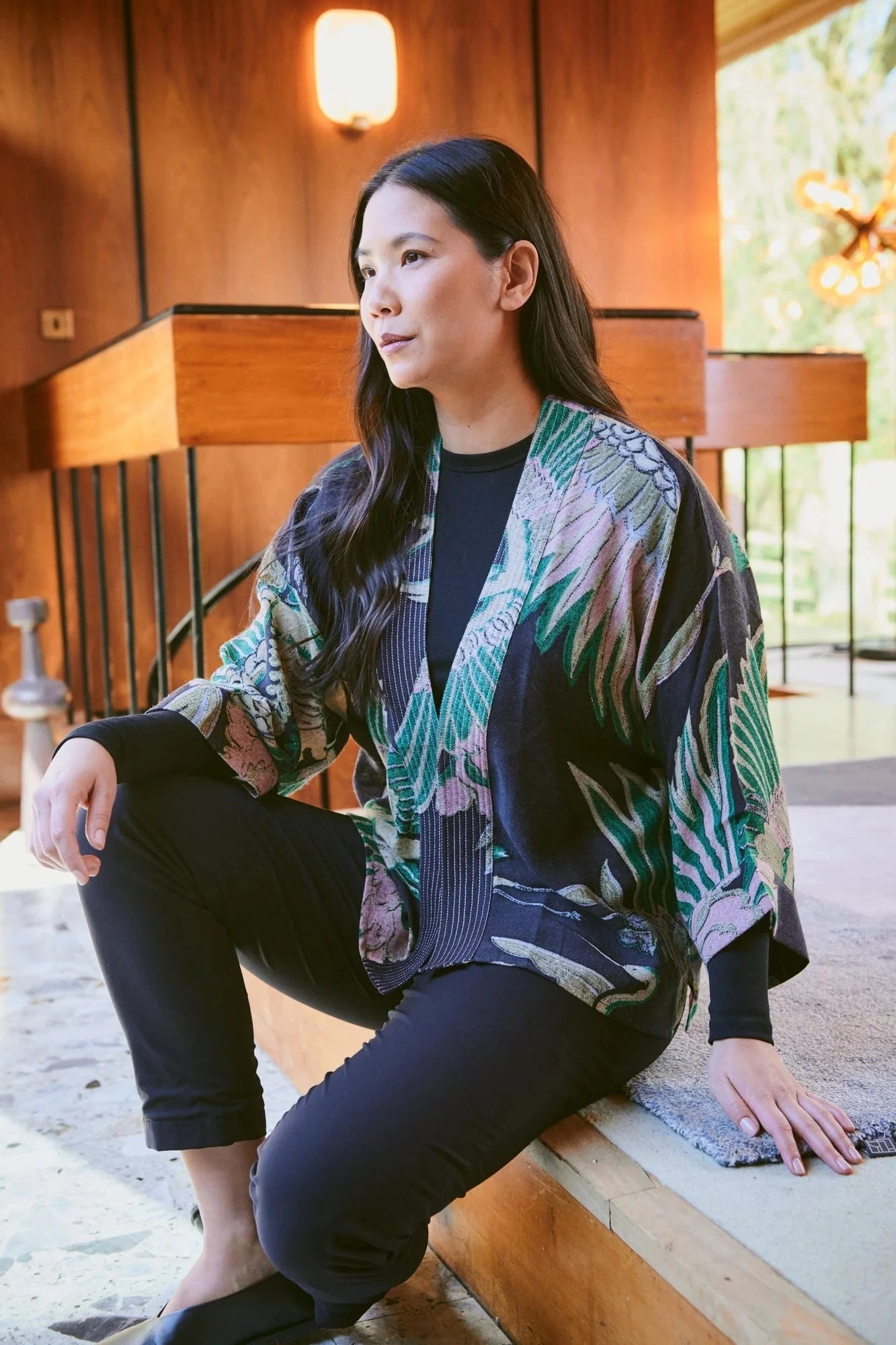 Wool Kimono | Crane | Emerald Kimonos One Hundred Stars 