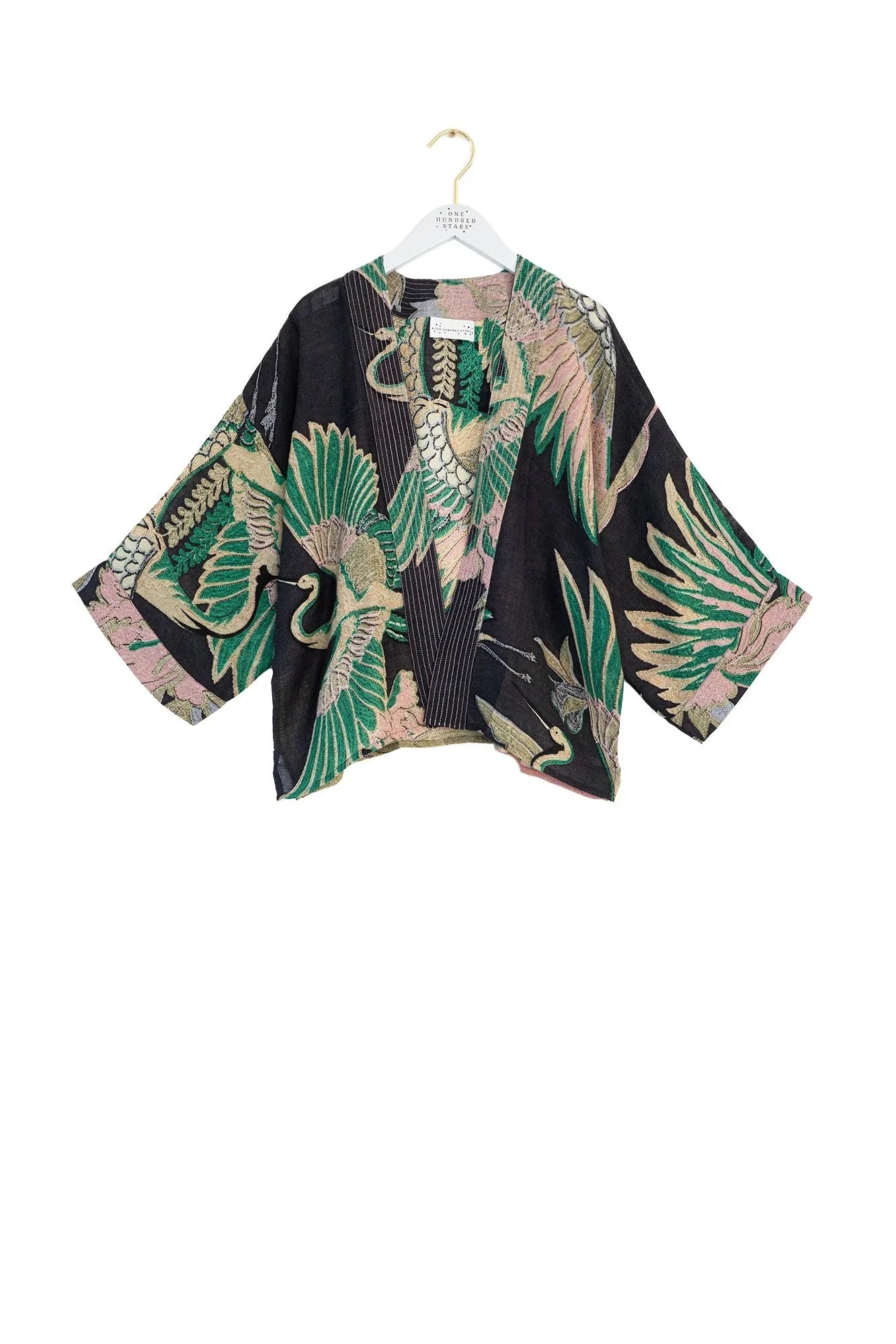 Wool Kimono | Crane | Emerald Kimonos One Hundred Stars 