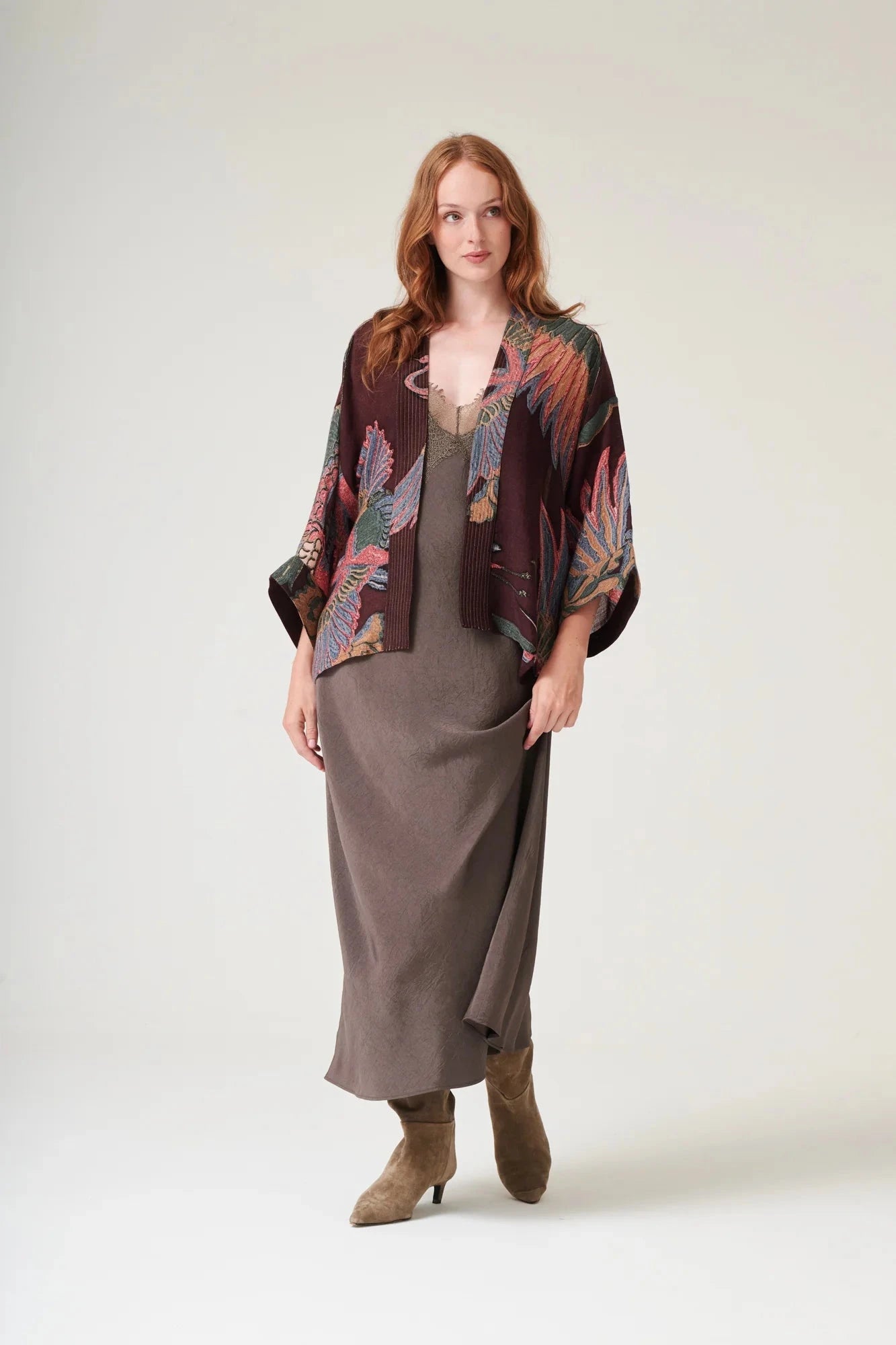 Wool Kimono | Crane | Plum Kimonos One Hundred Stars 