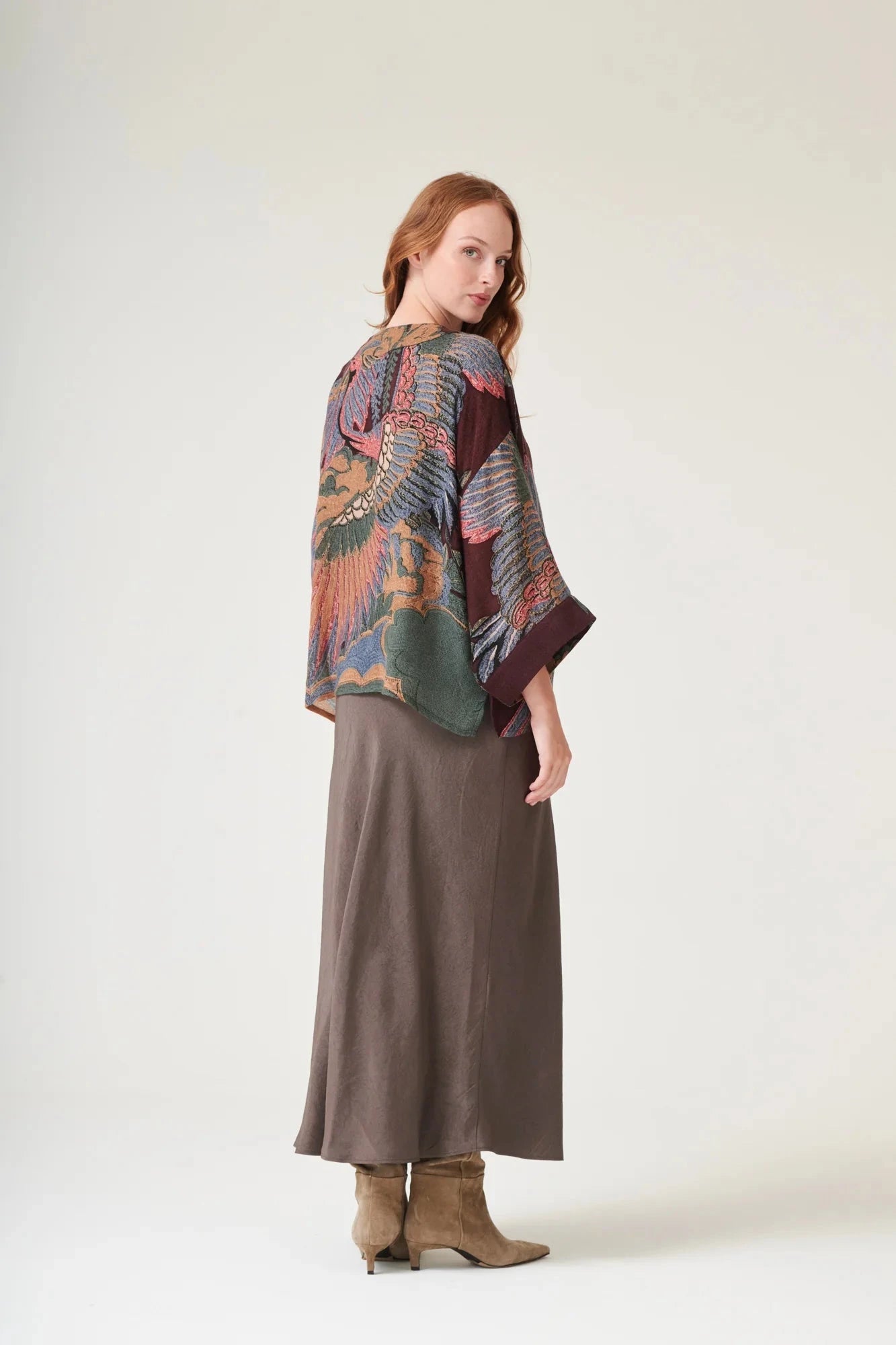 Wool Kimono | Crane | Plum Kimonos One Hundred Stars 