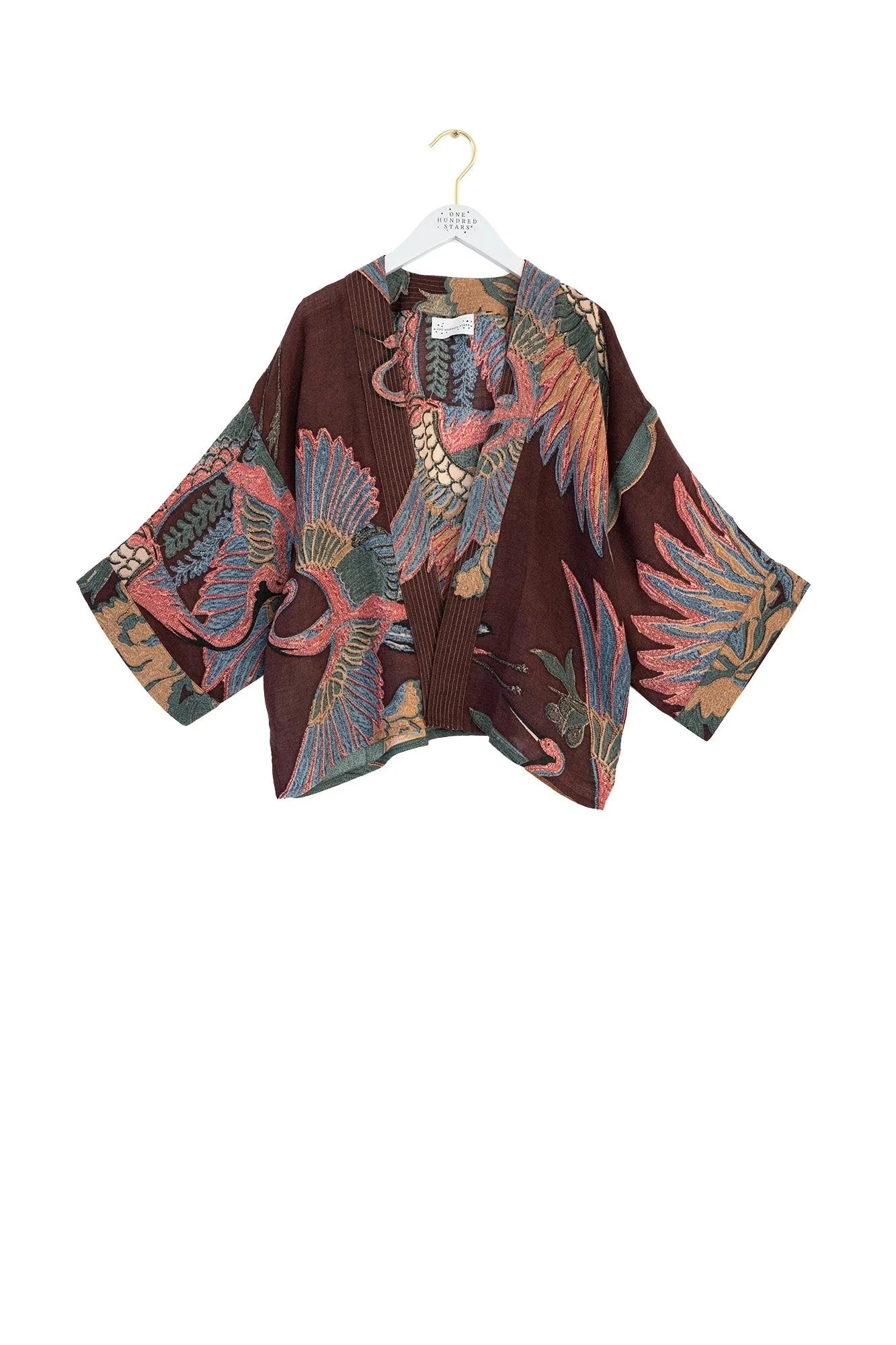 Wool Kimono | Crane | Plum Kimonos One Hundred Stars 