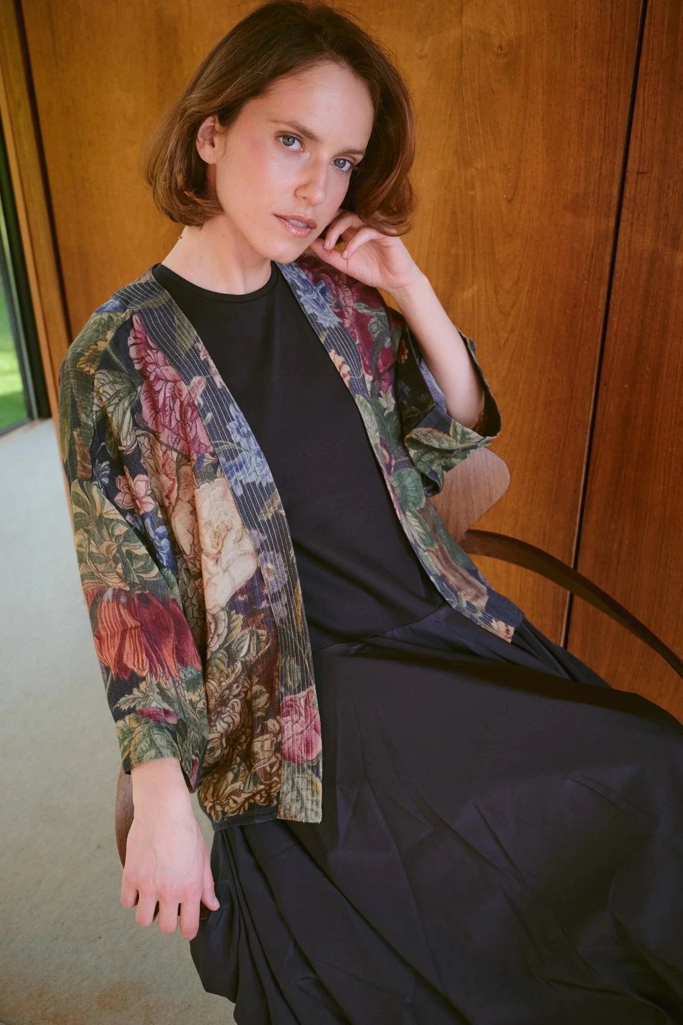 Wool Kimono | Primula | Black Kimonos One Hundred Stars 