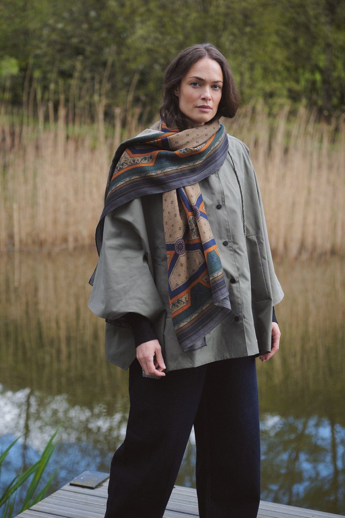 Wool Scarf | Fleur De Lys | Sand Scarves One Hundred Stars 
