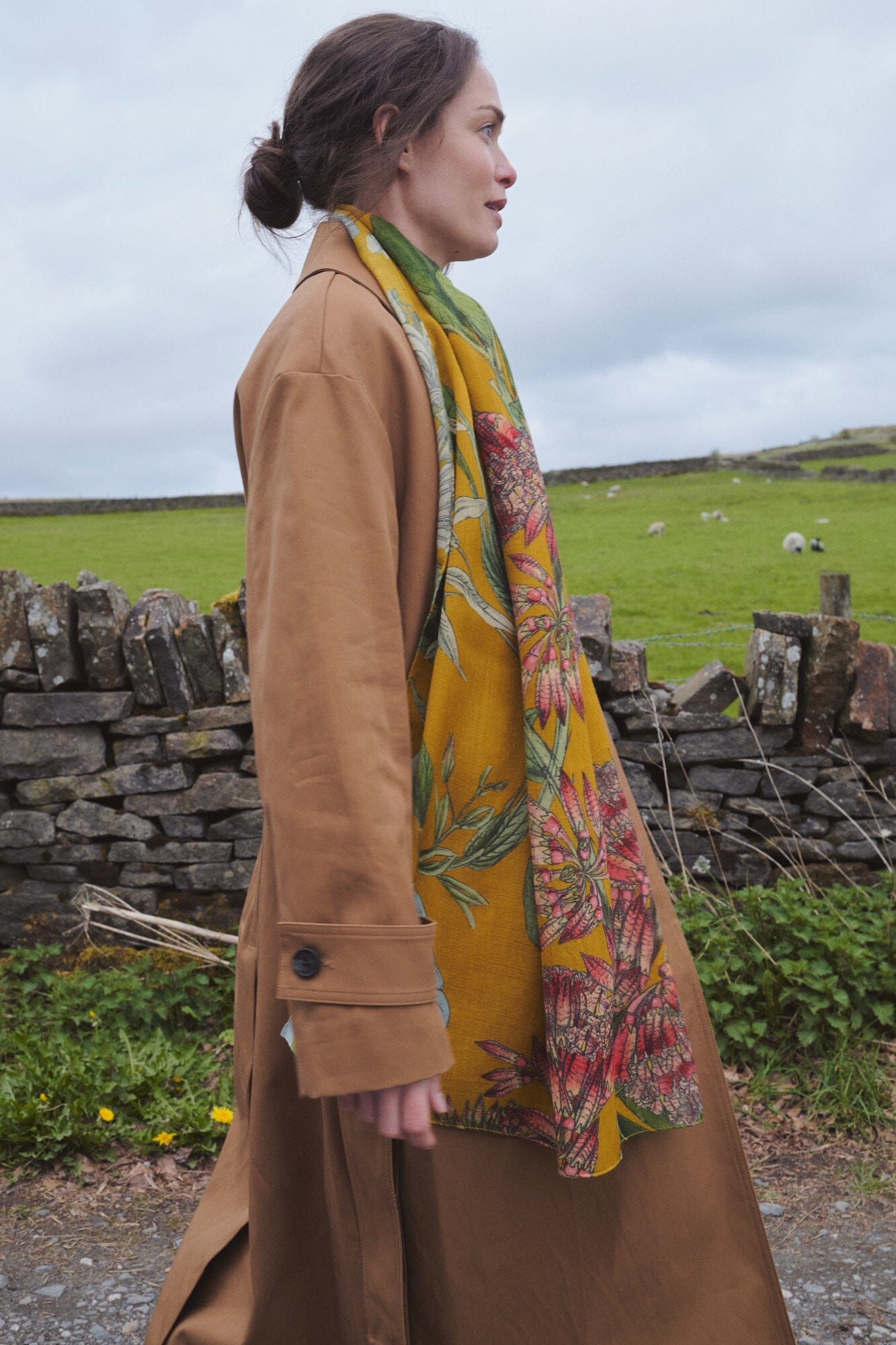 Wool Scarf | Rhodoleia | Gold Scarves One Hundred Stars 