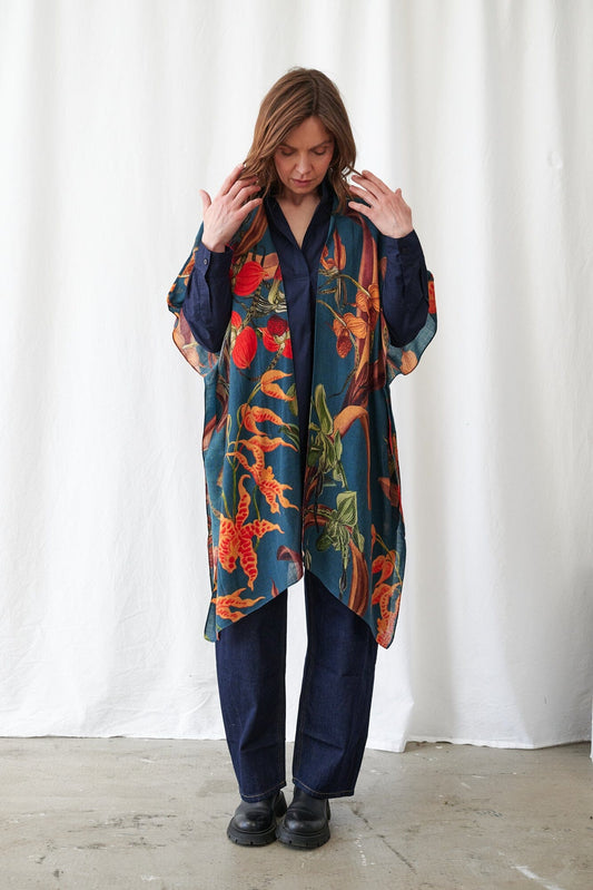 Wool Throwover | Orchid | Teal Kimonos One Hundred Stars 