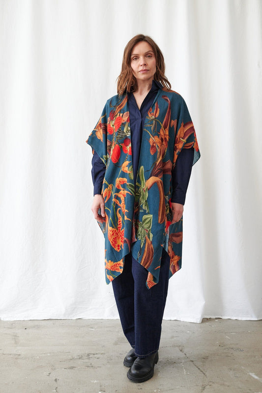 Wool Throwover | Orchid | Teal Kimonos One Hundred Stars 