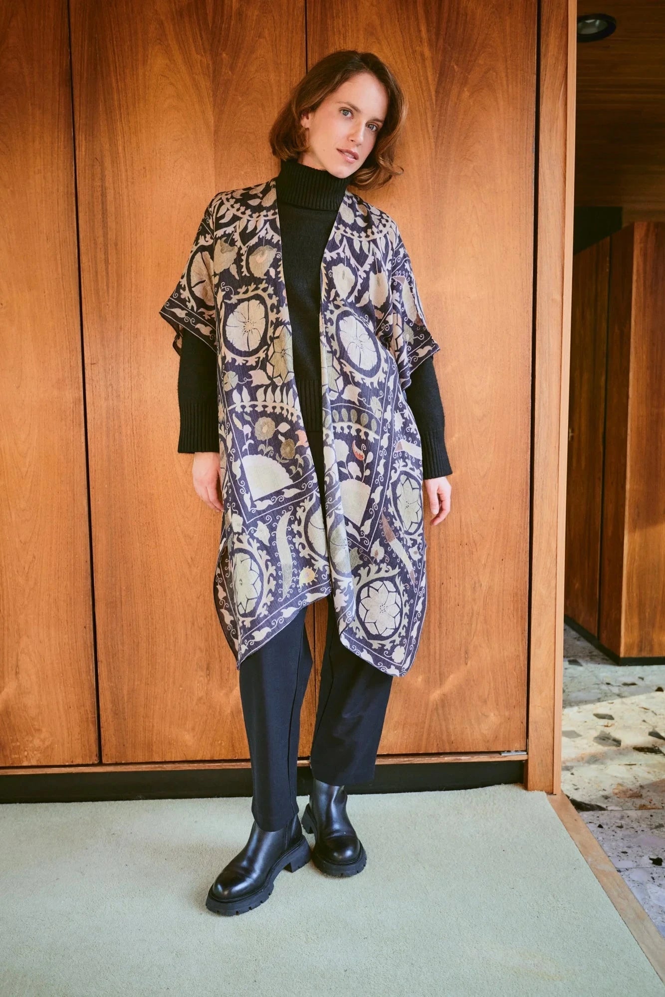 Wool Throwover | Susani | Charcoal Kimonos One Hundred Stars 