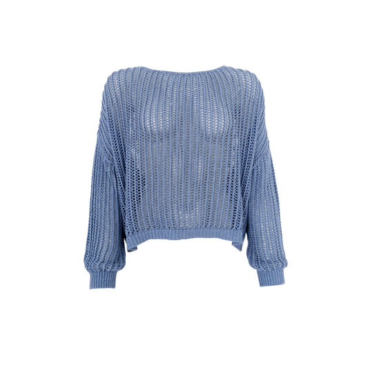 Zelina Knit Jumper | Sky Blue Shirts & Tops Black Colour 