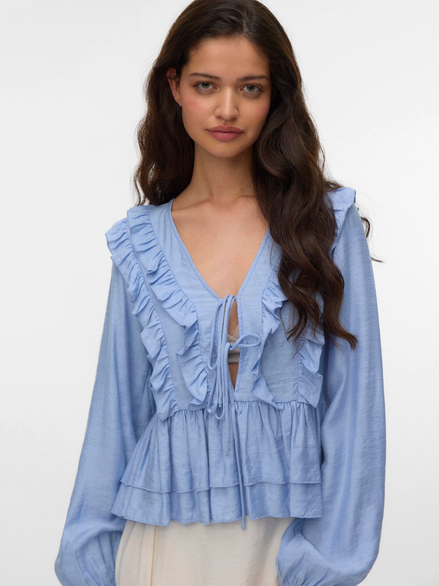 Zoey Flounce Top | Brunnera Blue Blouse Vero Moda 